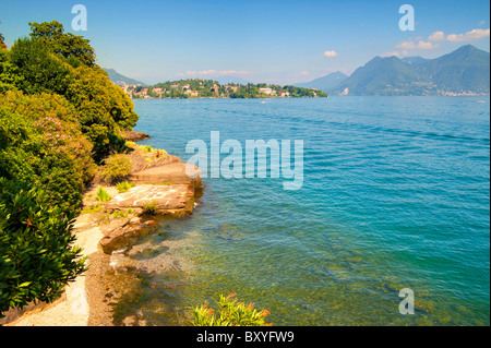 Strand Isola Madre Lago Maggiore Italien Stockfoto