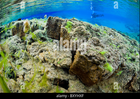 Silfra Lagoon, Silfra knacken, See Thingvellir, Island Stockfoto
