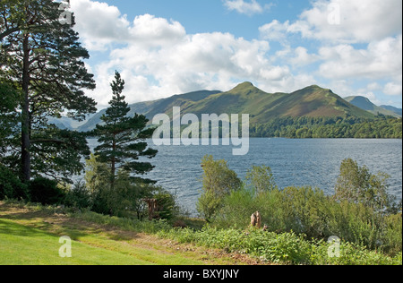 Catbells gesehen von Derwent Insel am Derwent Water im Lake District Stockfoto