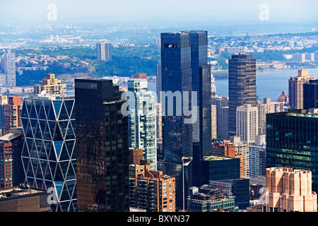 Stadtbild mit Columbus Circle und Time Warner Center Stockfoto