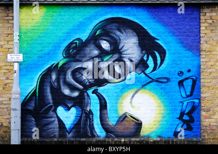 Graffiti Street Art Wandbild, Newmarket Road, Cambridge, England, UK Stockfoto