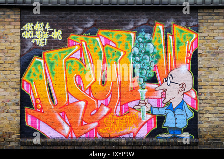 Graffiti Streetart Wandbild, Newmarket Road, Cambridge, England, UK Stockfoto