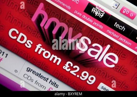 HMV-Website Werbung Verkauf England UK Stockfoto