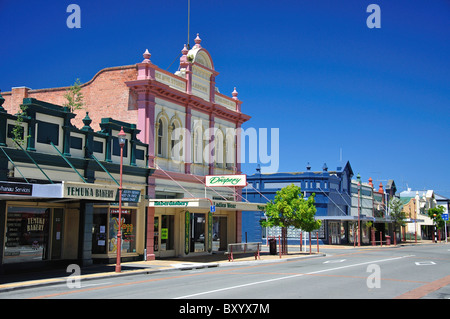 Straßenszene mit historischen Fassaden, King Street, Temuka, South Canterbury, Canterbury, Südinsel, Neuseeland Stockfoto