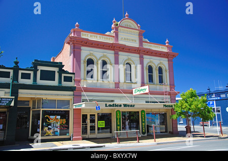 Straßenszene mit historischen Fassaden, King Street, Temuka, Canterbury, Südinsel, Neuseeland Stockfoto