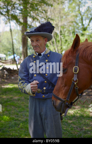 Oberst John Singleton Mosby, der amerikanische Bürgerkrieg Konföderierten Reenactor. Stockfoto