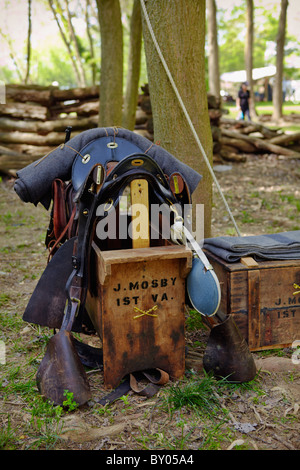 Repliken von Colonel John Singleton Mosby Ausrüstung am historischen Blenheim, Fairfax, Virginia. Stockfoto