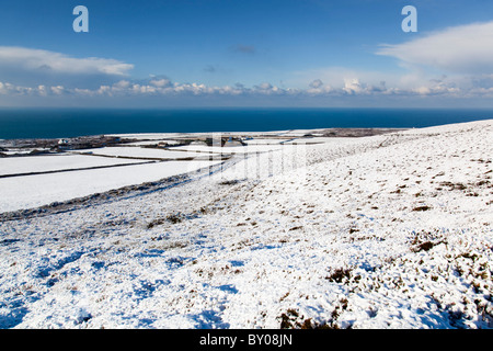 St Agnes Beacon; mit Blick auf die Küste; Winter; Cornwall Stockfoto