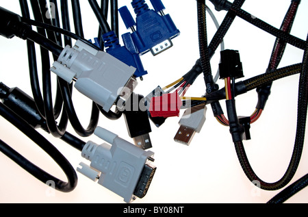 Computer und Drucker Kabel, London Stockfoto