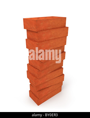 Turm der orange Ziegel isoliert auf weißem Hintergrund Stockfoto