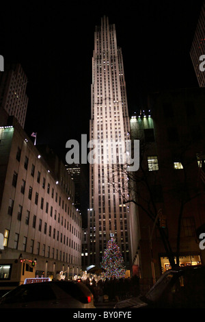 Rockefeller Center zu Weihnachten, Manhattan, New York City Stockfoto