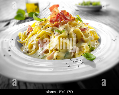 Tagliatelle Carbonara Stockfoto