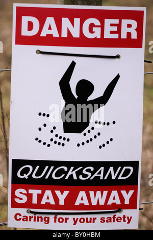 Gefahr Treibsand bleiben weg Warnschild Stockfoto