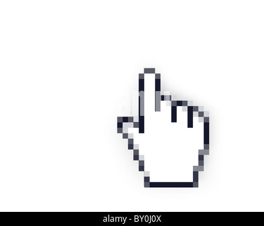 Hand-Cursor isoliert auf weißem Hintergrund Stockfoto