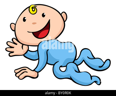 ClipArt Illustration ein glückliches süß Baby krabbeln und winken Stockfoto