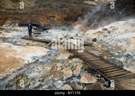 Krísuvík, Geothermie Frühjahr reich auf Schwefelverbindung, Island Stockfoto