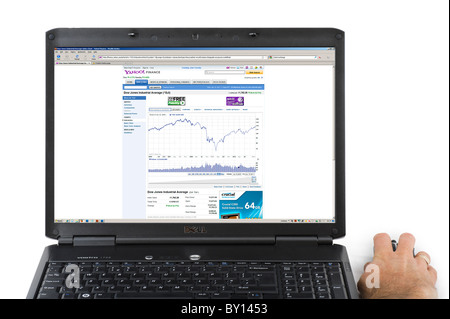 Blick auf 2006 bis 2010 5 jährigen Geschichte des Dow Jones Industrial Average auf der Website von Yahoo Finance, USA Stockfoto