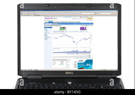 Blick auf 2006 bis 2010 5 jährigen Geschichte des Dow Jones Industrial Average auf der Website von Yahoo Finance, USA Stockfoto