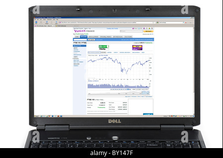 Blick auf 2006 bis 2010 5 jährigen Geschichte des FTSE 100 Index auf der Website von Yahoo Finance, UK Stockfoto