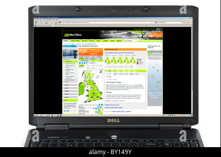 Durchsuchen die UK-Wettervorhersage auf der Website der Met Office UK Stockfoto