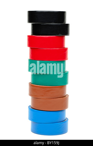 10 Rollen gemischt farbige Rollen Klebeband Stockfoto