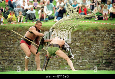 Römische Reenactment, Caerleon Amphitheater. Stockfoto