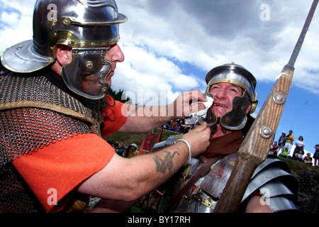 Römische Reenactment, Caerleon Amphitheater. Stockfoto