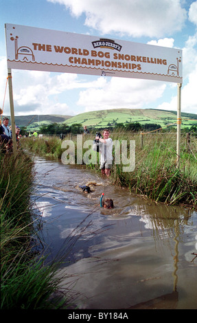 Das Moor Schnorcheln Weltmeisterschaft, Llanwrtyd Wells Mitte Wales. Stockfoto