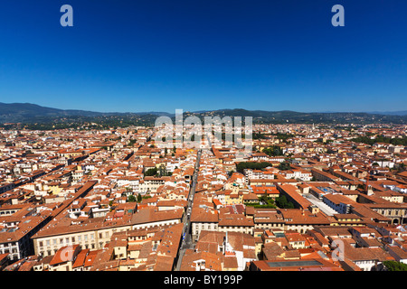 Blick auf Florenz, gesehen von der Spitze der Kathedrale von Florenz Stockfoto
