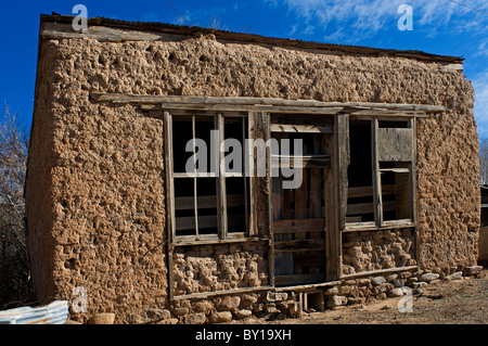 Alte Adobe Gebäude in Taos, New Mexico Stockfoto