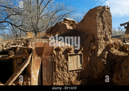 Adobe Ranch Altbauten in Taos, New Mexico Stockfoto