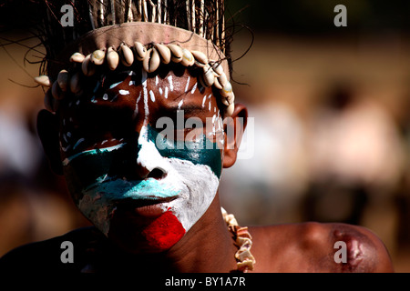 Körperbemalung - Siddi Stamm von Gujarat, Indien Stockfoto