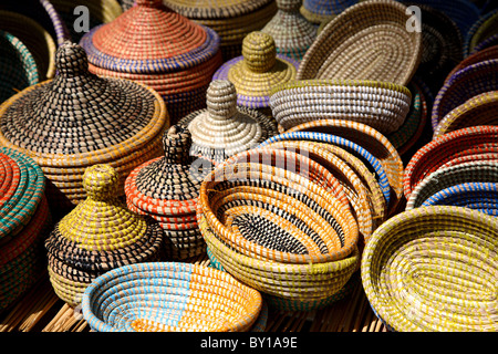 Geflochtene Körbe auf dem Markt in Arta, Spanien Stockfoto