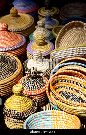 Geflochtene Körbe auf dem Markt in Arta, Spanien Stockfoto