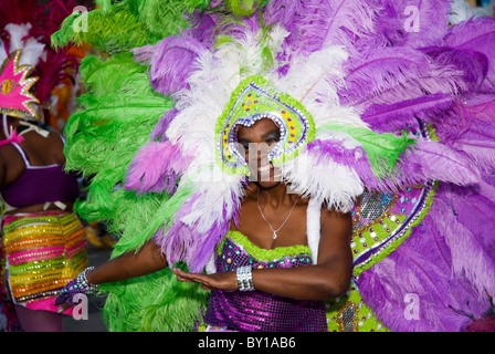 Tänzerin, Junkanoo, Tag des neuen Jahres 2011, Nassau, Bahamas Stockfoto