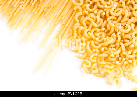 verschiedene Arten von italienischer Pasta. Stockfoto