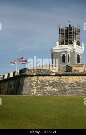 Restaurierung des Castillo De San Cristobal Leuchtturms in San Juan Puerto Rico Stockfoto