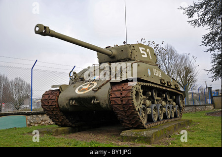 WW2 amerikanischen Sherman Tank Anzeige in Saumur Frankreich Stockfoto