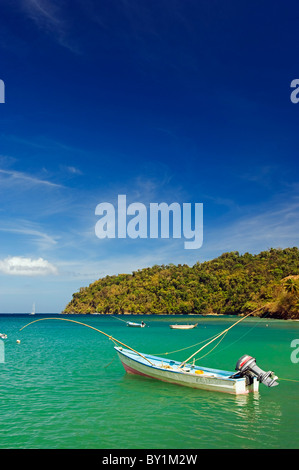 Die Insel Karibik, Trinidad und Tobago, Tobago, Angelboote/Fischerboote in der Bucht von Mann-o-war Stockfoto