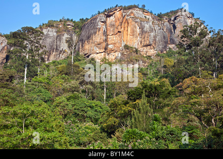 Eine große Felswand in den westlichen Bogen die Usambara-Berge in der Nähe von Soni. Stockfoto