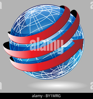 Ein Pfeil Wraped rund ein 3d globe. Stockfoto