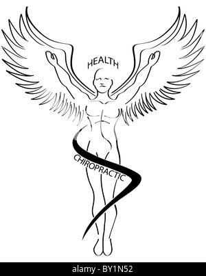 Ein Pinsel Linie Bild eines Chiropraktik-Symbols. Stockfoto
