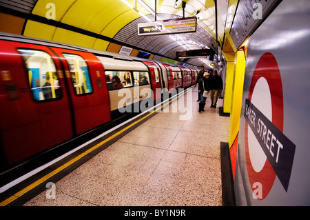 Baker Street U-Bahn Station, Jubilee Line Plattform, London, England, Vereinigtes Königreich Stockfoto