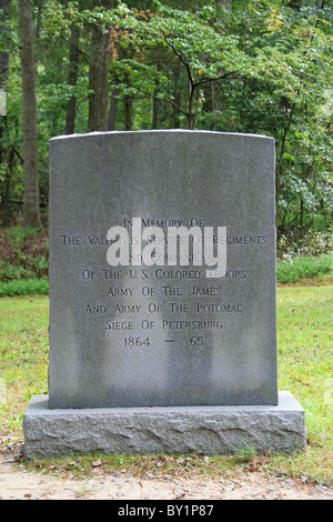 Denkmal für "Uns farbige Truppen", die die Unionsarmee während der Belagerung von Petersburg während Amerikanischer Bürgerkrieg, VA gedient. Stockfoto