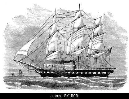 Die Hartford war eine Sloop des Krieges, benannt nach der Hauptstadt des Staates Connecticut und startete im Jahre 1858 von Boston Navy Yard. Stockfoto