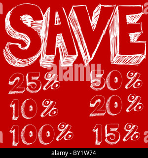Ein Bild des Textes Rabatt sparen. Stockfoto