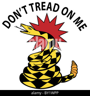 Ein Bild einer Klapperschlange mit politischen Text zur Darstellung der Tea Party. Stockfoto