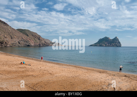 El Hornillo Strand, eine kleine Sandbucht in Aguilas, Provinz Murcia, südöstlichen Spanien, Europa Stockfoto