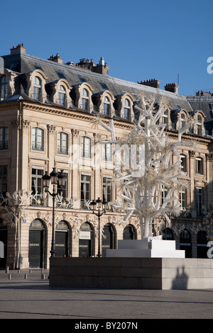 Place Vendome Platz dekoriert für Weihnachten in Paris, Frankreich Stockfoto