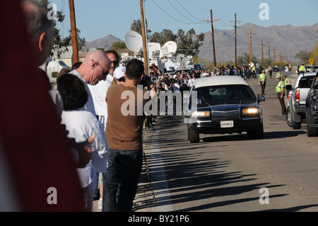 Die Beerdigung von Christina Taylor Green, 8, die bei einem Attentat der Kongressabgeordnete Gabrielle Giffords in Tucson, Arizona, USA erschossen.  Green wurde am 11. September 2001 geboren. Stockfoto